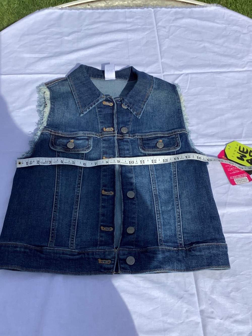 Zumba Fitness Dark Blue Denim Sleeveless Jean Jacket - Picture 2 of 10
